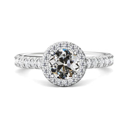 Halo Round Old Cut Natural Diamond Women’s Ring With Accents 4.50 Carats