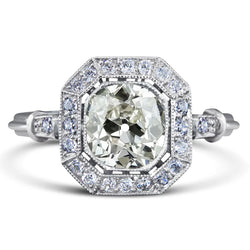Halo Round Old Cut Real Natural Earth Mined Diamond Ring Vintage Style Gold 4.75 Carats
