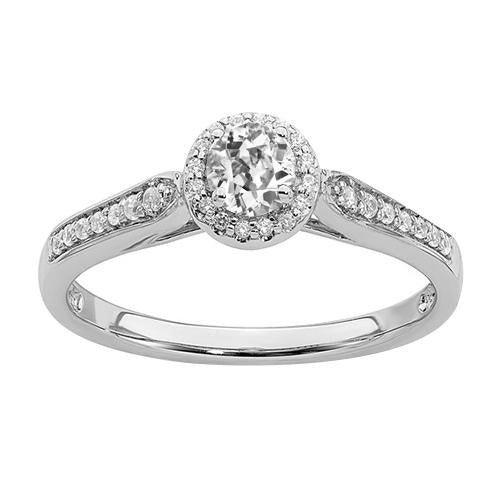 Halo Round Old Mine Cut Genuine Diamond Accented Ring Prong Set 2.75 Carats