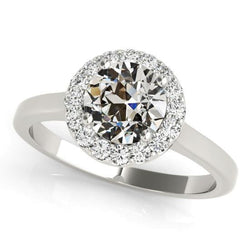 Halo Round Old Mine Cut Real Natural Earth Mined Diamond Ring 3.50 Carats 14K Gold Ladies Jewelry