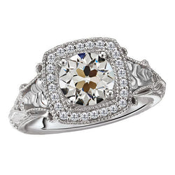 Antique Halo Setting Ring – Diamond 4 ct 14K White Gold