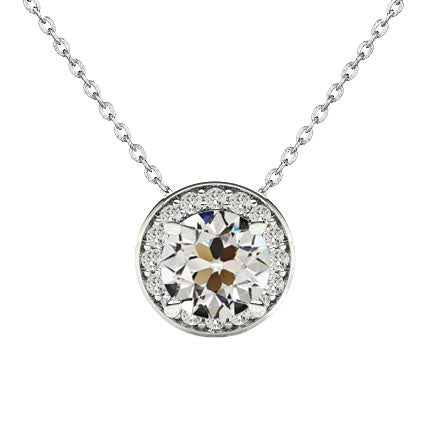 Fine Diamond Old Mine Cut Pendant in 14K White Gold – main view