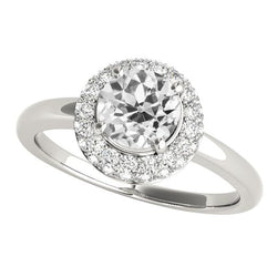 Halo Round Old Miner Natural Earth Mined Diamond Ring Prong Set 3.50 Carats Jewelry