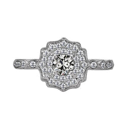 Halo Round Old Miner Real Natural Earth Mined Diamond Ring Flower Vintage Style 3.50 Carats