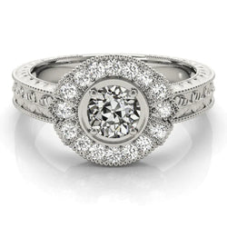 Halo Round Old Miner Real Natural Earth Mined Diamond Ring Prong Vintage Style 3 Carats