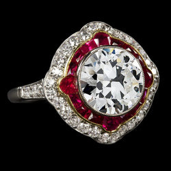 Halo Round Old Miner Real Natural Earth Mined Diamond & Rubies Ring Gold Jewelry 6.50 Carats