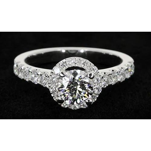 Halo Round Real Diamond Engagement Ring 2 Carats Women Jewelry