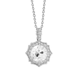 Halo Round Real Natural Earth Mined Diamond Pendant Old Mine Cut Prong Set 2.50 Carats