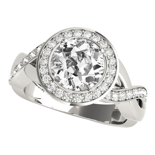 Halo Round Real Old Cut Diamond Ring 5.75 Carats Infinity Style