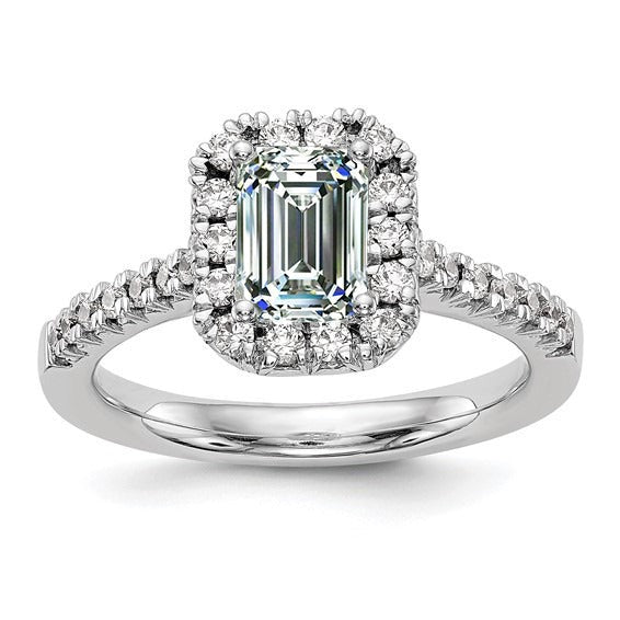 Halo Round & Emerald Natural Diamond Ring Fishtail Set 4.50 Carats Jewelry - Halo Ring-harrychadent.ca