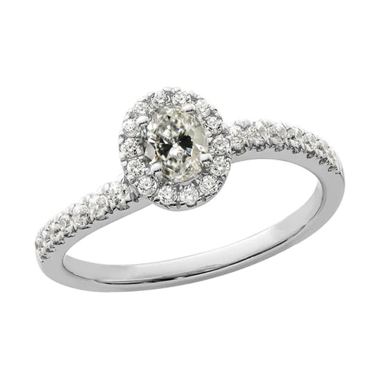 Halo Round & Oval Cut Old Miner Natural Diamond Ring With Accents 3.25 Carats