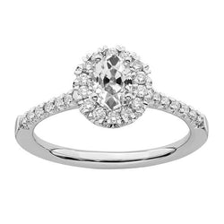 Halo Round & Oval Old Mine Cut Genuine Natural Earth Mined Diamond Ring Fishtail Set 4 Carats