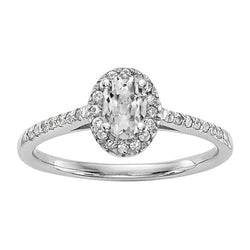 Halo Round & Oval Old Mine Cut Genuine Natural Earth Mined Diamond Ring With Accents 3.50 Carats