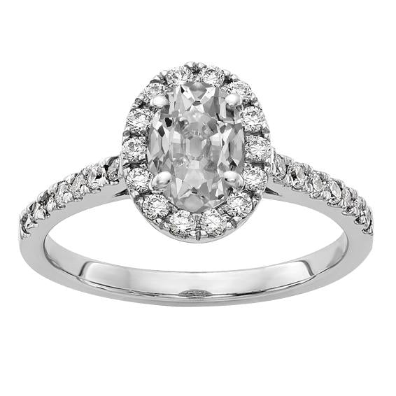 Halo Round & Oval Old Miner Genuine Diamond Ring 4 Prong Set 5.50 Carats