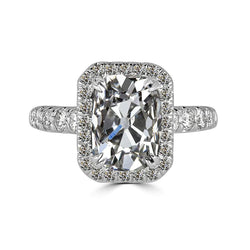 Halo Round & Oval Old Miner Real Natural Earth Mined Diamond Ring Gold 7.50 Carats