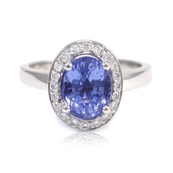 Halo Sapphire And Diamond Ring