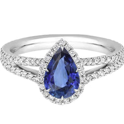 Halo Sapphire Natural Earth Mined Diamond Wedding Ring