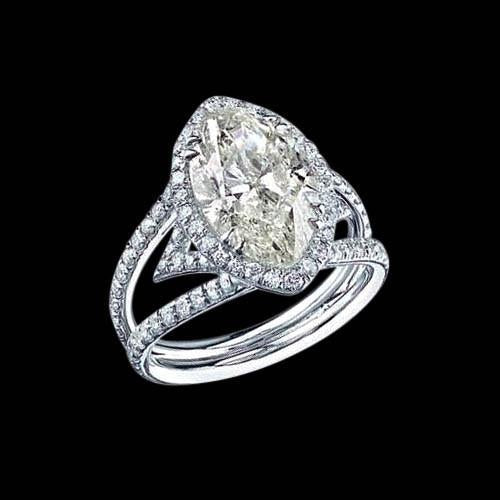 Halo Split Shank Real Diamond Ring 4.51 Carats White Gold 14K - Halo Ring-harrychadent.ca