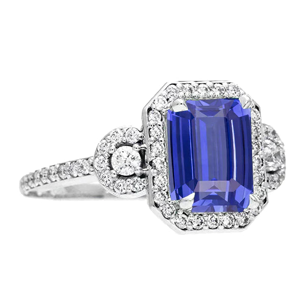 Halo Sri Lanka Blue Sapphire Ring