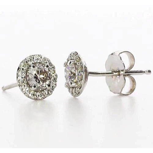 Halo Studs Real Diamond Earrings