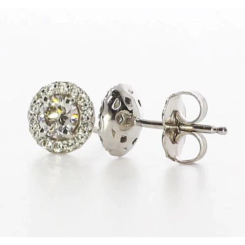 Halo Studs Real Diamond Earrings