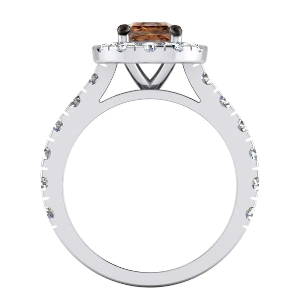 Halo Style Brown CVD Diamond Ring Gold Ladies Jewelry - Engagement Ring-harrychadent.ca