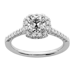 Halo Wedding Ring Cushion Old Miner Genuine Natural Earth Mined Diamond 4 Carats White Gold