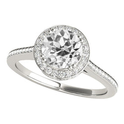 Halo Wedding Ring Genuine Old Cut Round Natural Earth Mined Diamonds 4.25 Carats Gold 14K