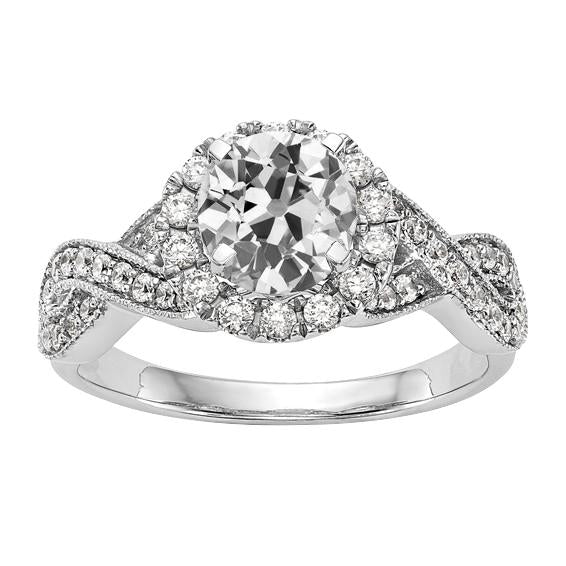 Halo Wedding Ring Old Mine Cut Genuine Diamond Infinity Style 5 Carats