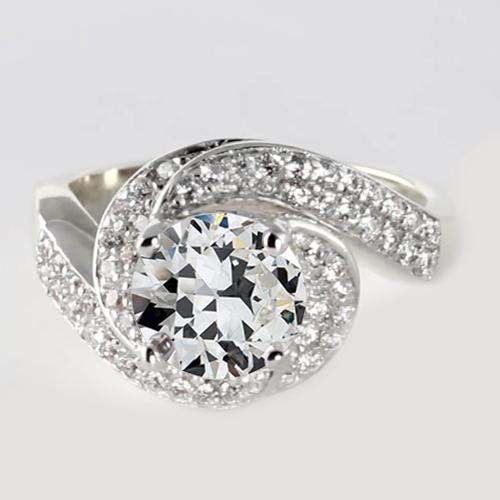 Halo Wedding Ring Old Miner Genuine Diamond Twisted Shank 4 Carats Gold