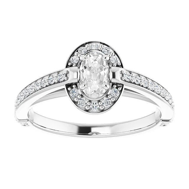 Halo Wedding Ring Real Round & Oval Old Miner Diamond Prong Set 5.15 Carats