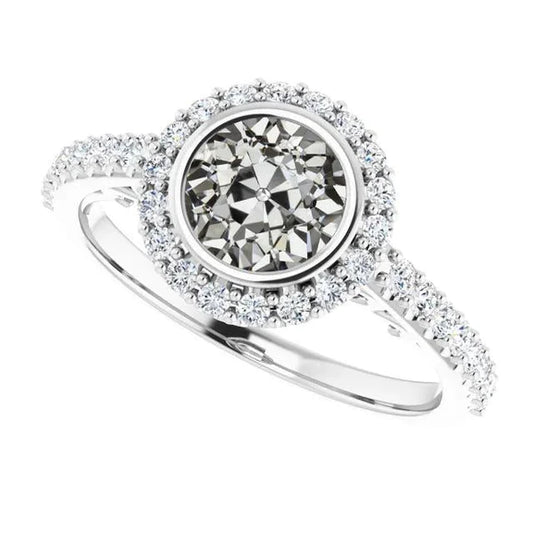 Halo Wedding Ring Round Bezel Set Old Miner Natural Diamond 5.50 Carats