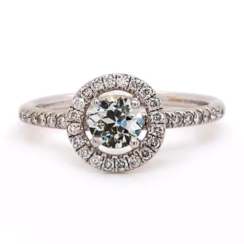 Halo Wedding Ring Round Old Mine Cut Genuine Diamond 2.50 Carats Gold 14K