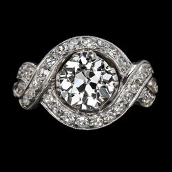 Halo Wedding Ring Round Old Mine Cut Real Diamond Infinity Style 4.75 Carats