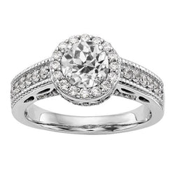 Halo Wedding Ring Round Old Miner Genuine Diamond Milgrain Shank 4.25 Carats