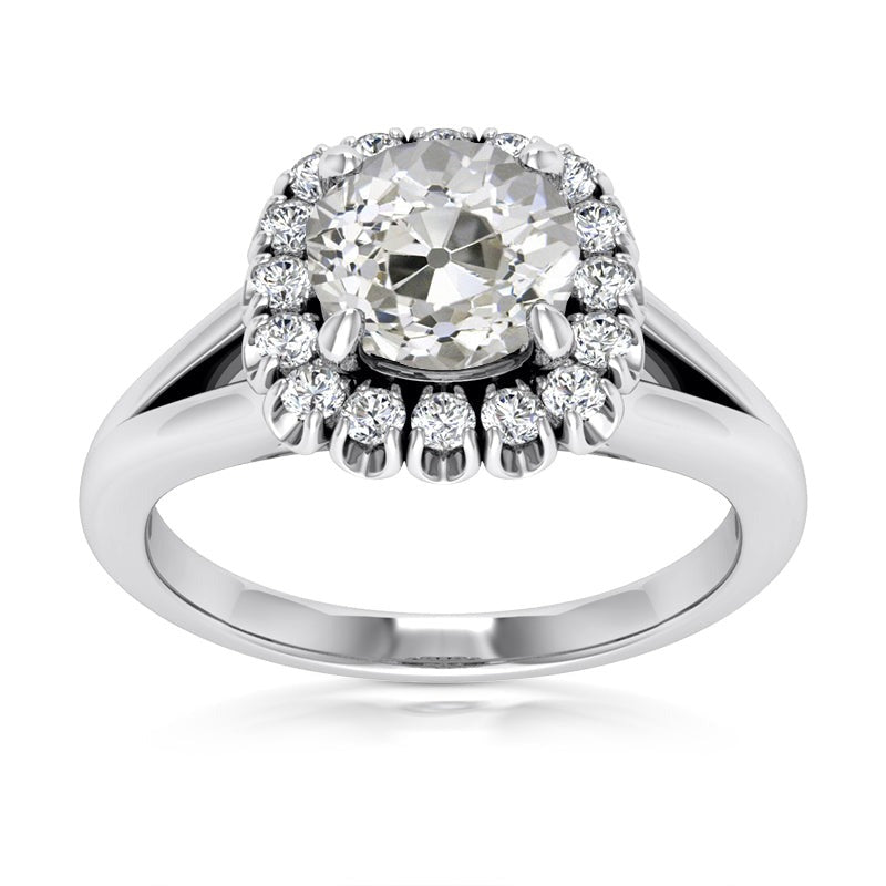 Halo Wedding Ring Round Real Old European Diamonds 4.75 Carats Split Shank