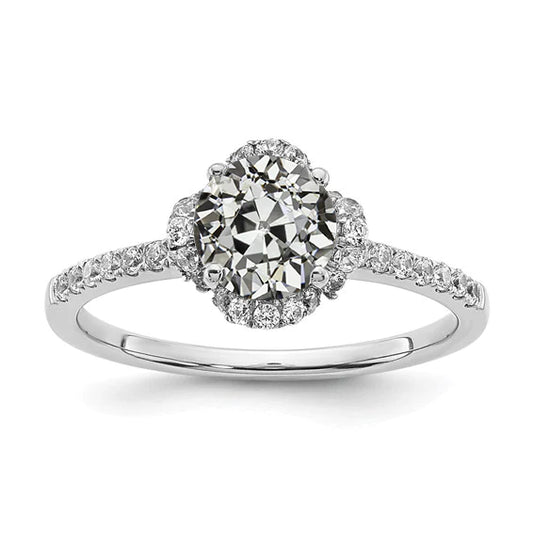 Halo Wedding Ring With Accents Round Old Miner Real Diamond 3 Carats