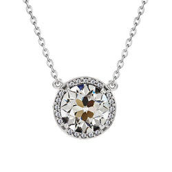 14K White Gold Fine Diamond Halo – 2-ct Old Mine Cut