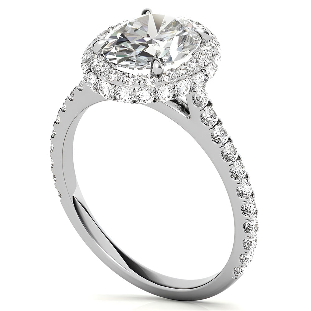 Halo Engagement Ring 14K White Gold with Brilliant Diamond – angle view