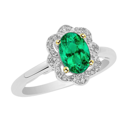 Emerald GIA Certified Precious Stone Ring 2 ct in Two-Tone 14K