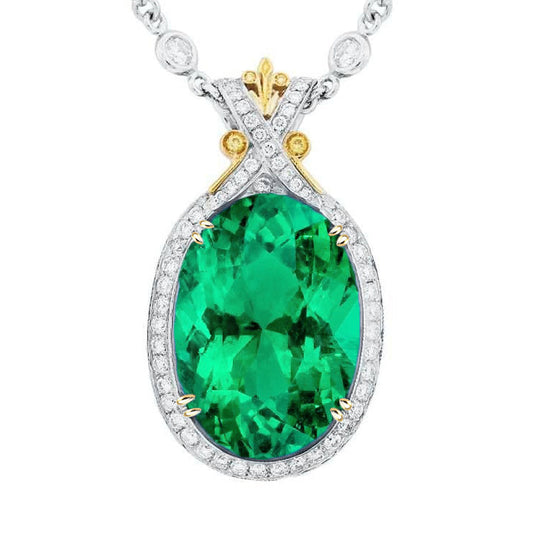 Precious Stone Pendant 14 Karat Two Tone Gold with Emerald – main view