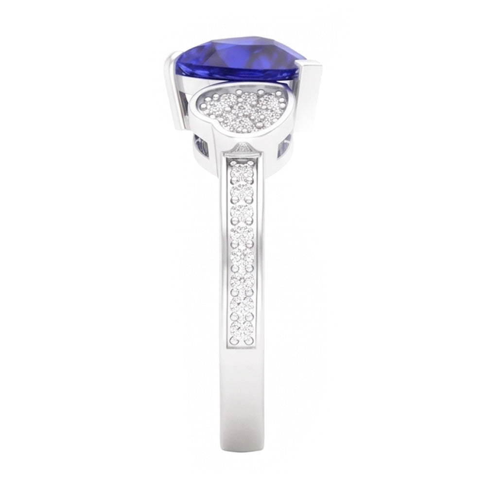 Heart Blue Sapphire Gemstone Ring 2.50 Carats Natural Earth Mined Diamond ( Not Lab Grown )s White Gold