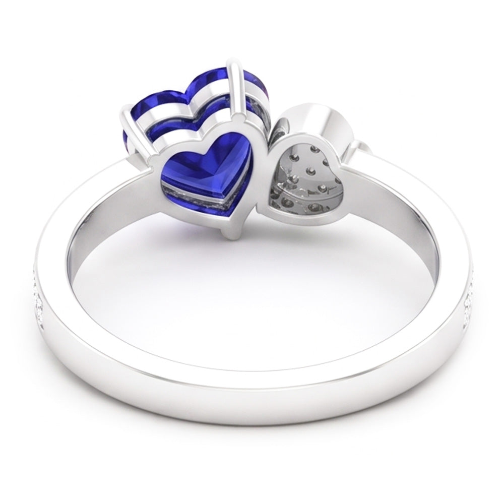 Heart Blue Sapphire Gemstone Ring 2.50 Carats Natural Earth Mined Diamond ( Not Lab Grown )s White Gold