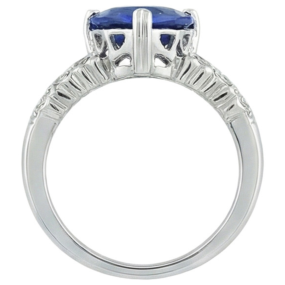 Heart Ceylon Blue Sapphire Ring With Natural Earth Mined Diamond ( Not Lab Grown )s 7 Carats Gold 14K
