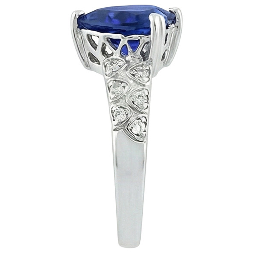 Heart Ceylon Blue Sapphire Ring With Natural Earth Mined Diamond ( Not Lab Grown )s 7 Carats Gold 14K