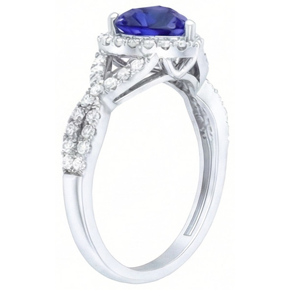 natural round sapphire 1ct ring close up detail