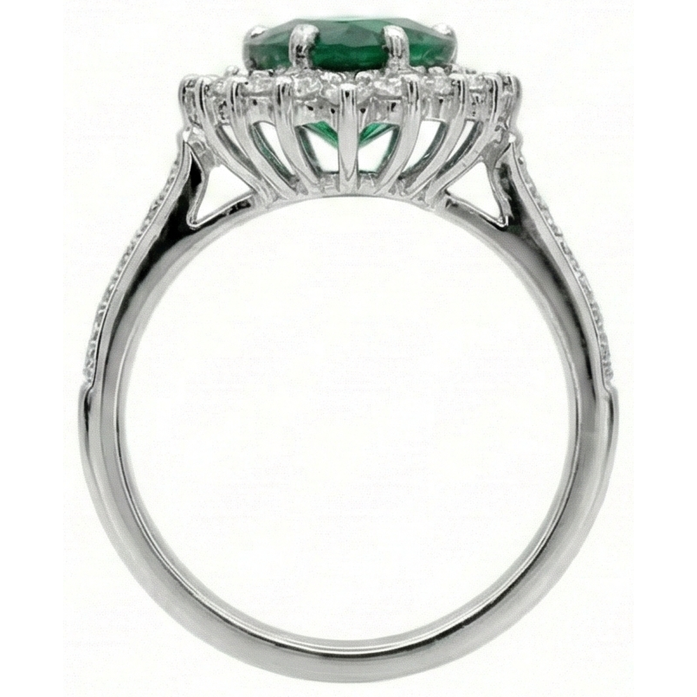 natural round emerald 6ct ring top view