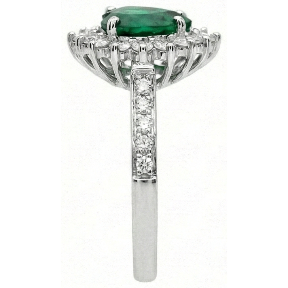 natural round emerald 6ct ring profile view