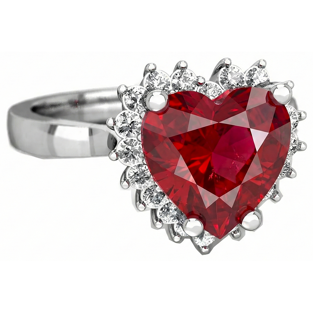 natural round ruby 7.50ct ring front view