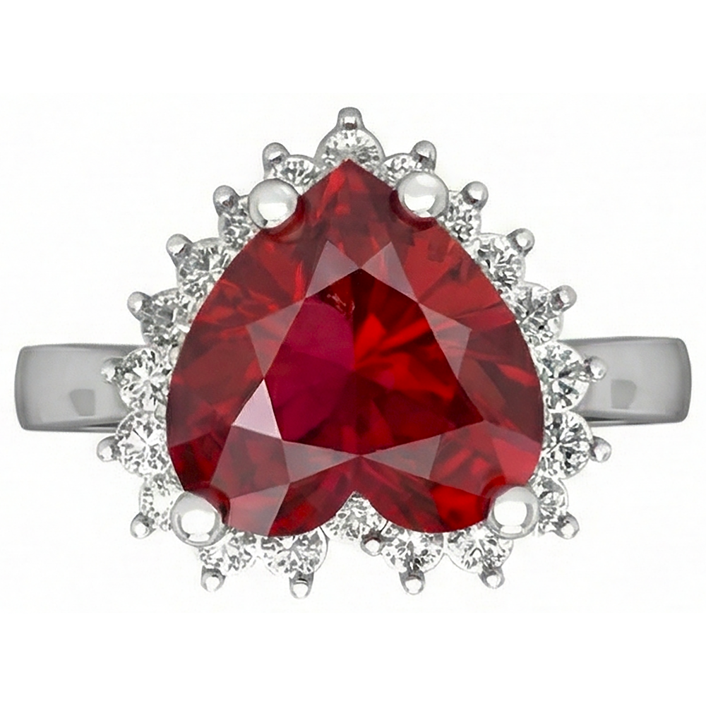 natural round ruby 7.50ct ring side angle